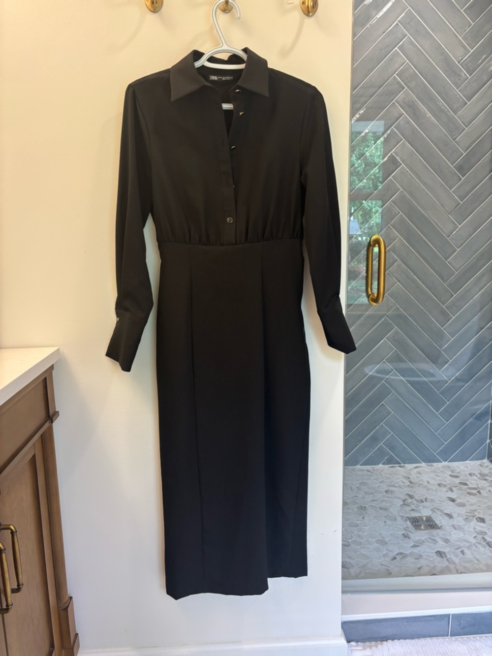 Zara Classic Black Shirt Dress with Collar